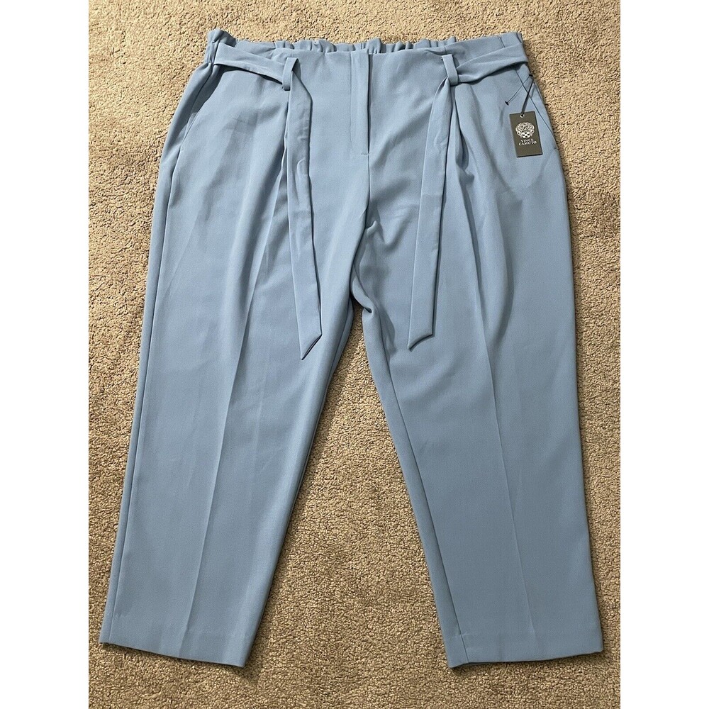 Vince Camuto Paperbag Pants Women’s Size 24W Blue High Waist Belted Pleated New